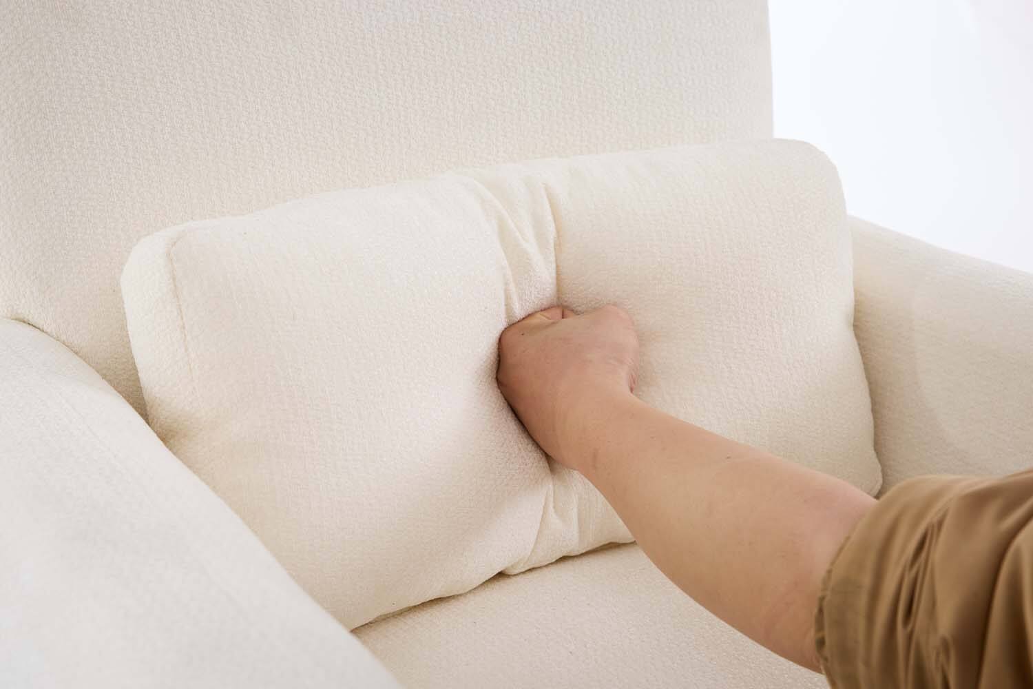 Back. Forest'nSky - Modern Office Chair in White Boucle Fabric - Upholstered Ergonomic Armchair for Desk & Lounge,Ancient White - Ancient White.