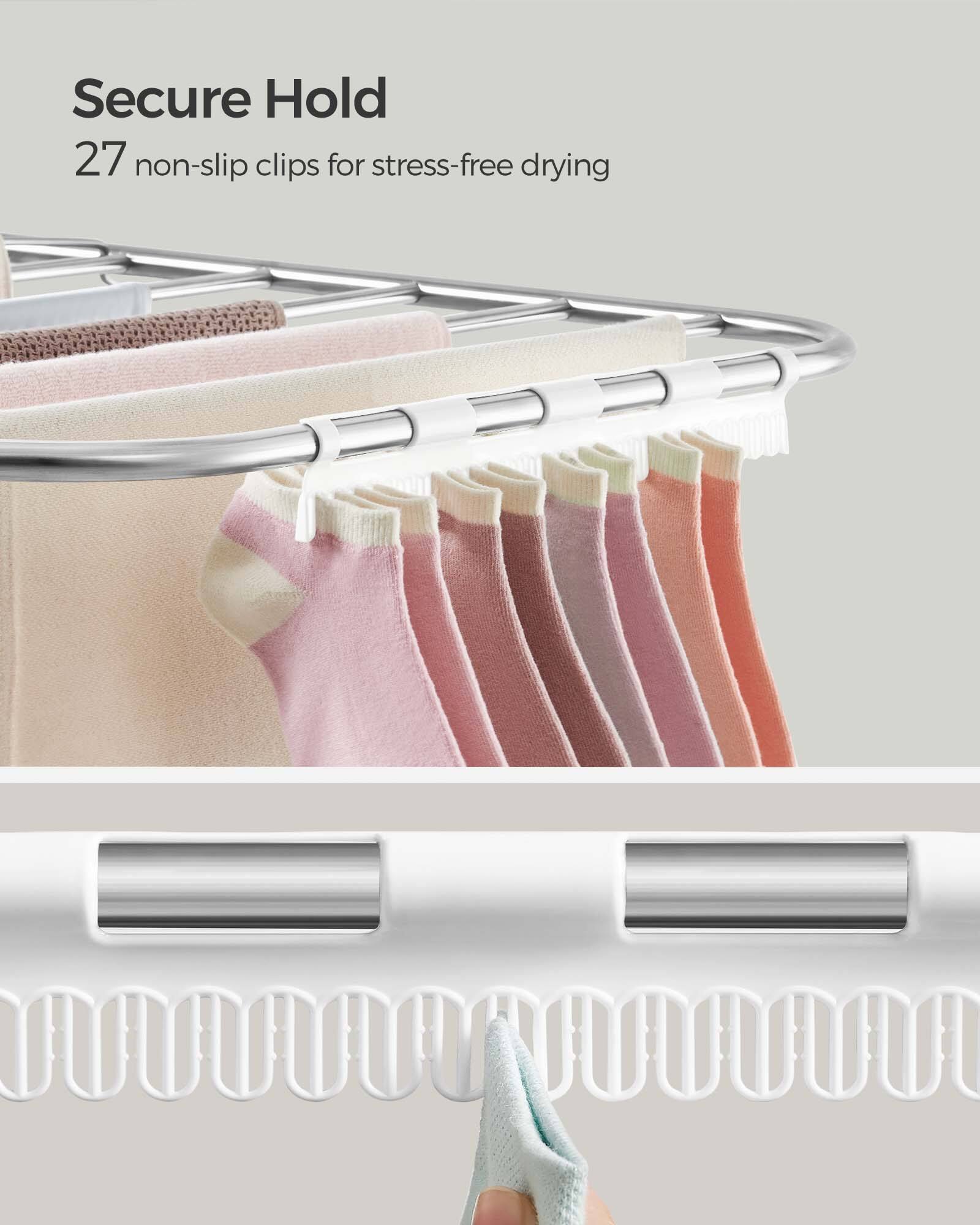 Secure Hold  
27 non-slip clips for stress-free drying