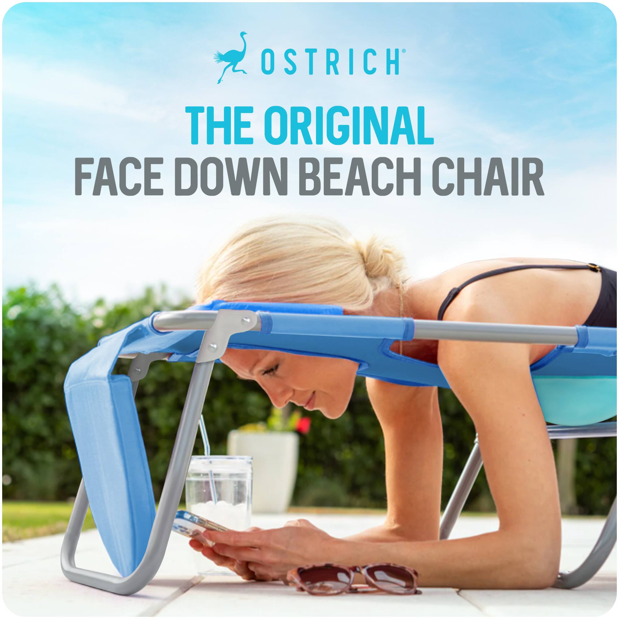 OSTRICH  
THE ORIGINAL  
FACE DOWN BEACH CHAIR