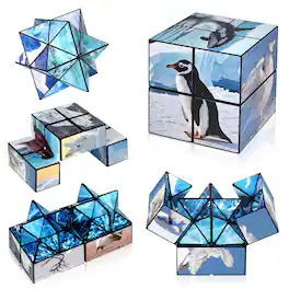 Topteng - 2-in-1 Transformable Star Magic Cube - North & South Poles Design, Shape-Shifting Puzzle Toy for Kids & Adults