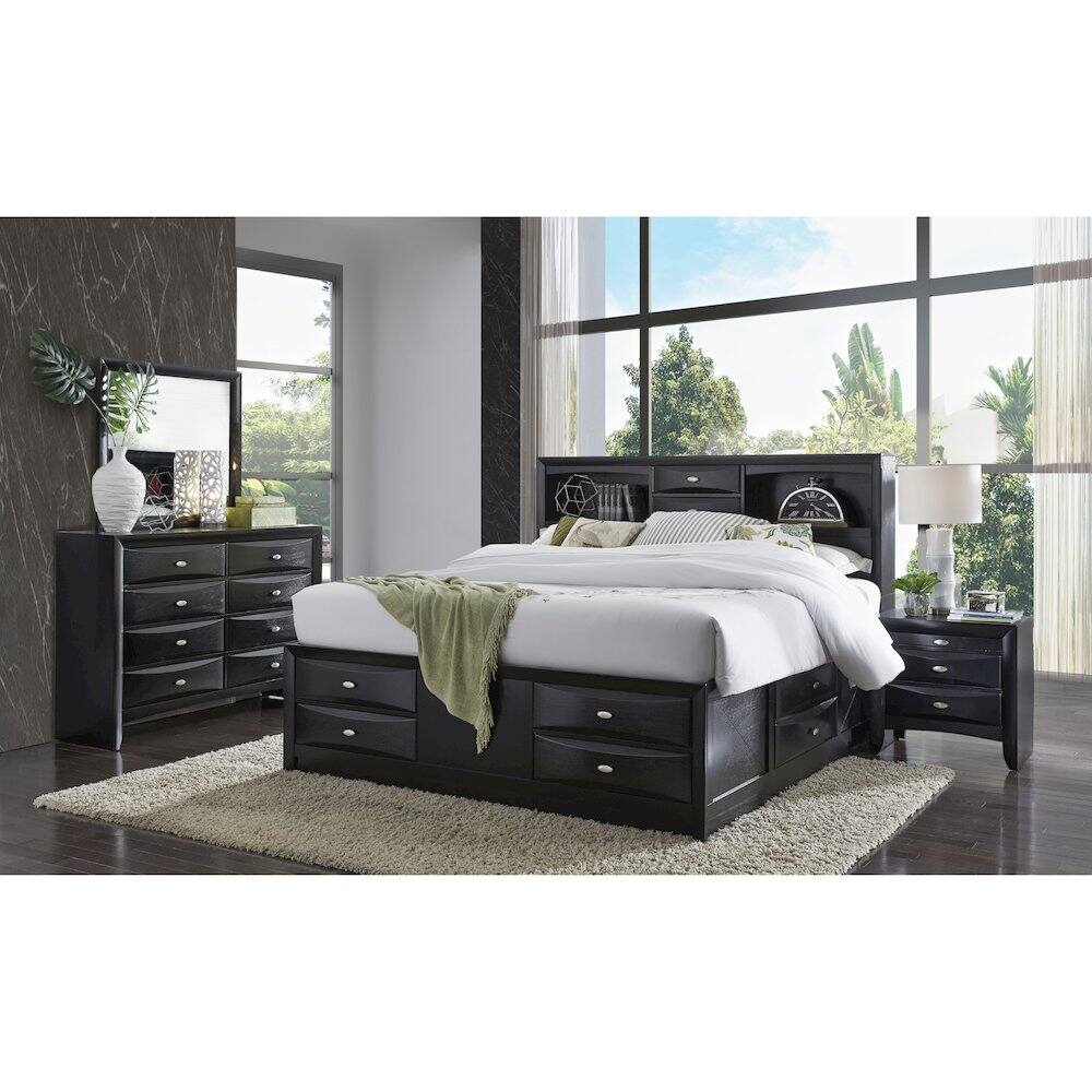 Alt View 2. Global Furniture USA - Transitional Linda Black Nightstand, Black - Black.