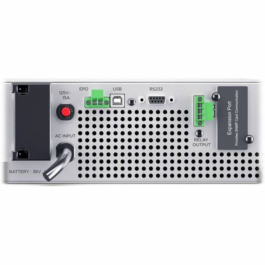 125V-15A AC INPUT  
USB  
RS232  
RELAY OUTPUT  
Port Expansion  
Card Communication SNMP Provides  
BATTERY: 36V