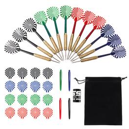GSE Games & Sports Expert - 12 Pcs of 18 Grams Professional Metal Darts for Dartboard with Extra Flights, Dart Sharpener & Storage Bag - multicolor