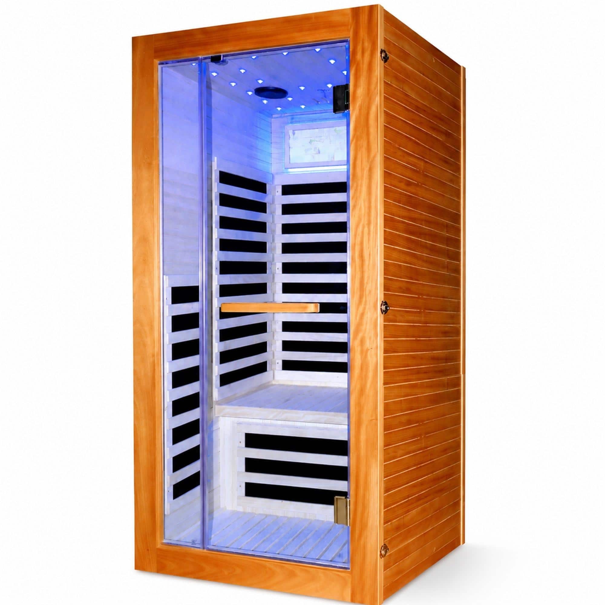 RYHNUYNE - Single-Person Sauna Room, 900x900x1800 mm, Oguman Wood, 7 Epoxy Heating Plates, Starry Sky and Colorful LED Strip, 1350W - Ameican White Oak price history on PriceWatchPro