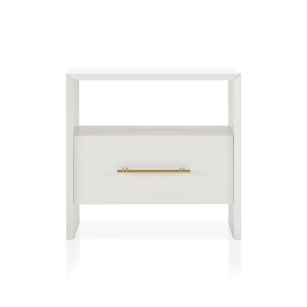 Angle. Furniture of America - Elvora Modern Wood 1-Drawer and 1-Shelf End Table - White.