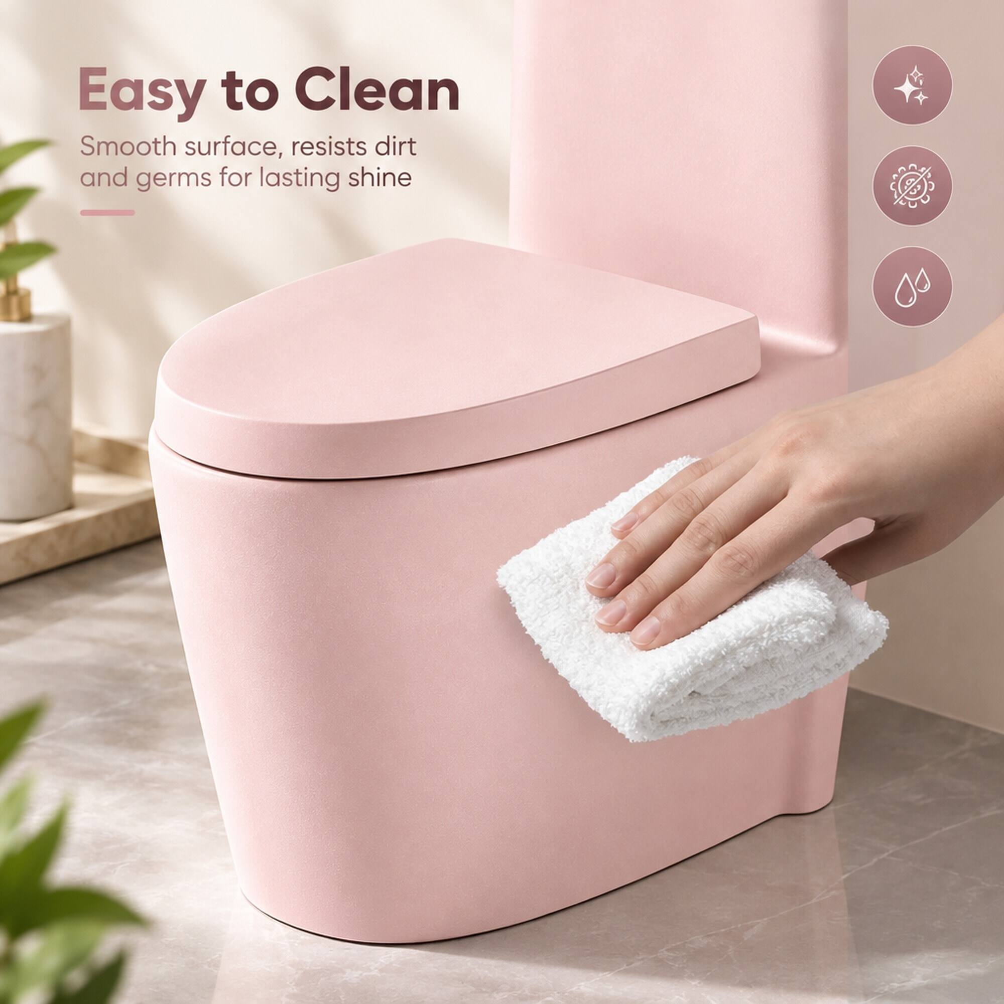 Easy to Clean  
Smooth surface, resists dirt and germs for lasting shine