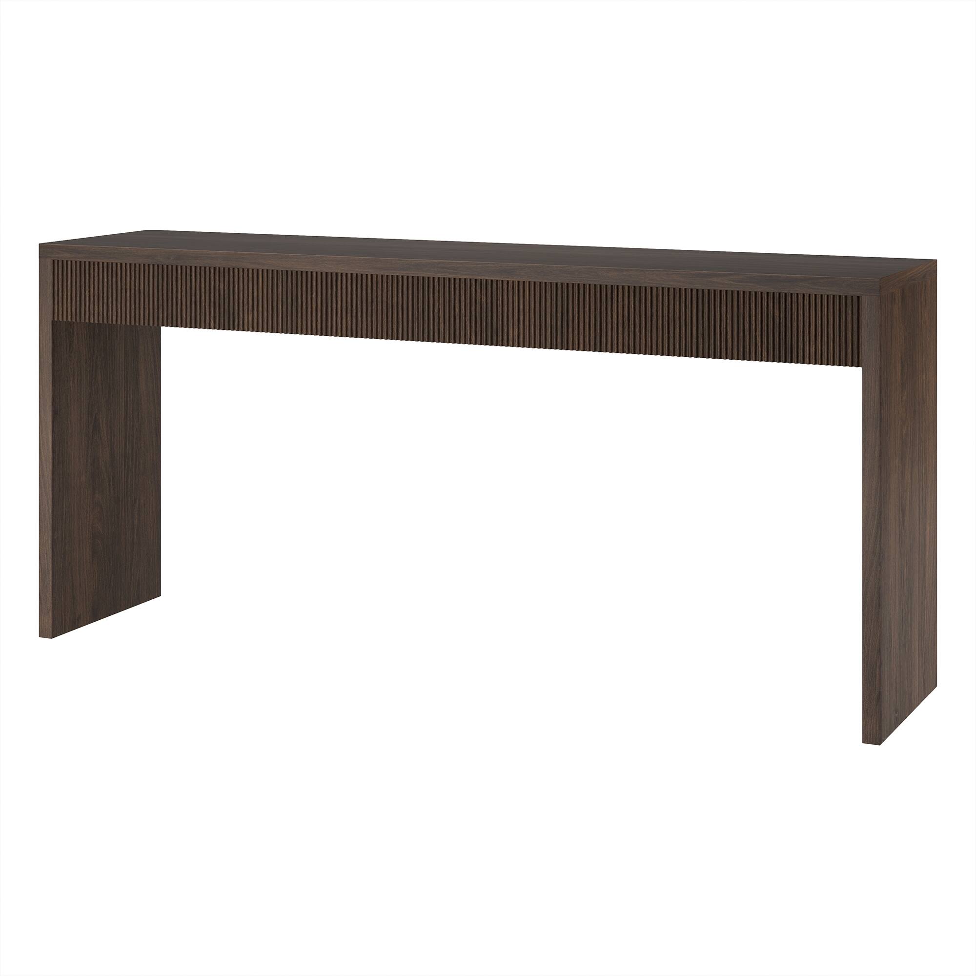 Left. Hudson&Canal - Lawrence 64" Wide Rectangular Fluted Console Table - Brown.