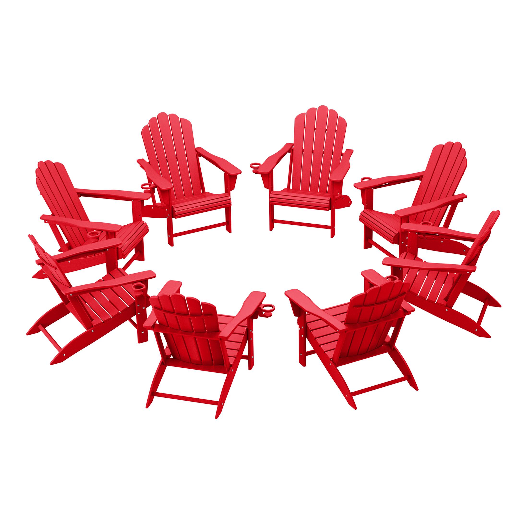 WestinTrends - Highland Outdoor Patio HDPE Adirondack Chairs With Cup Holders (Set of 8) - Red price history on PriceWatchPro