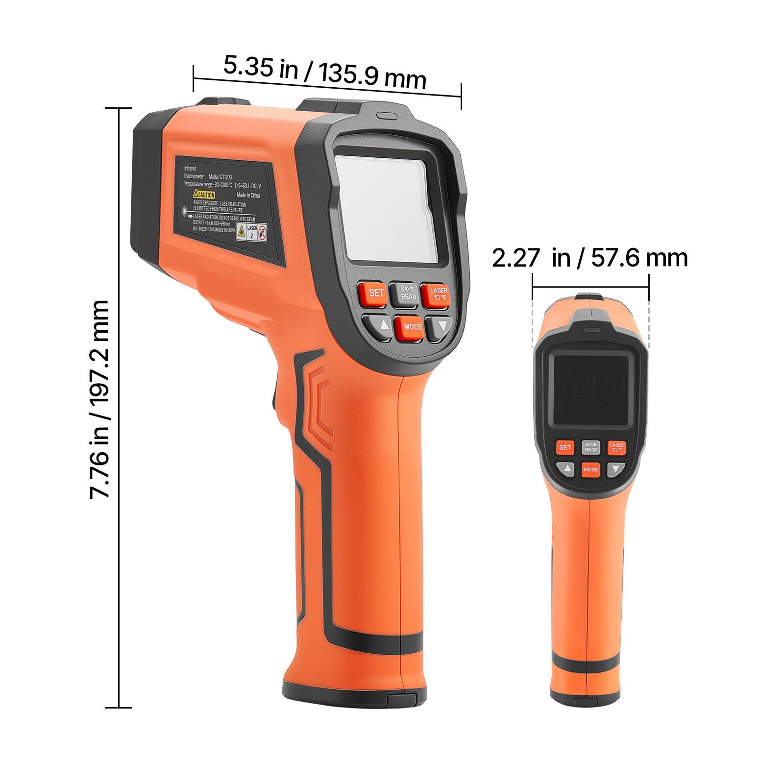 5.35 in / 135.9 mm  
7.76 in / 197.2 mm  
2.27 in / 57.6 mm