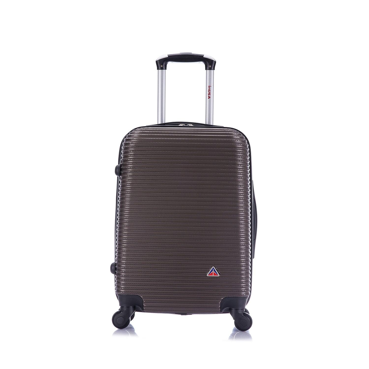 Angle. InUSA - Royal lightweight hardside Spinner Luggage 20" carry-on - BROWN.