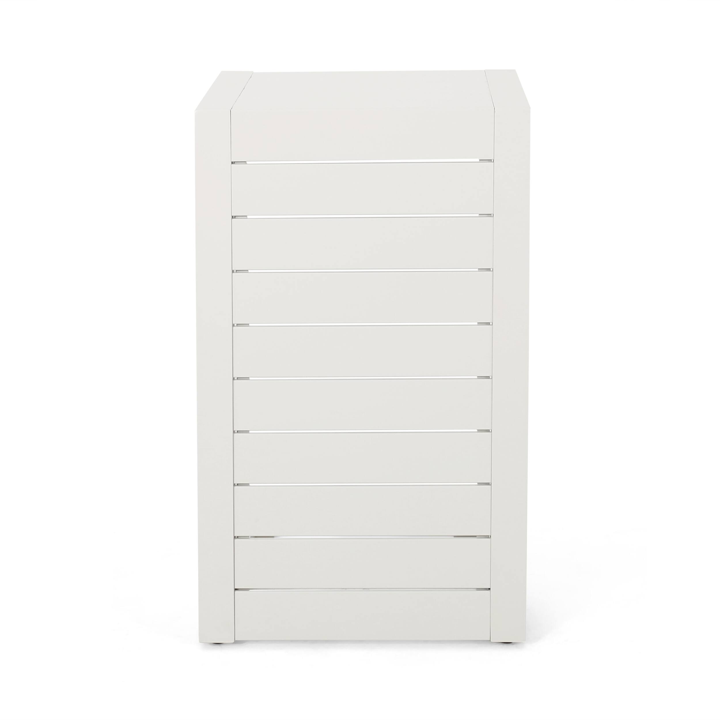 Back. Mondawe - C-Shaped Aluminum Outdoor Side Table - White.