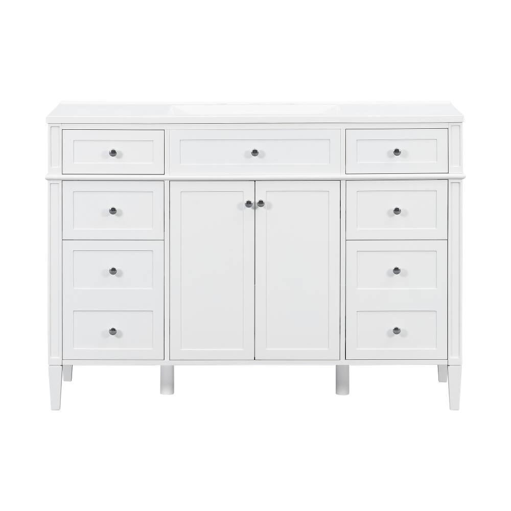 Alt View 8. Loheer - Loheer 48 inch bathroom vanity with sink White freestanding vanity cabinet - White.