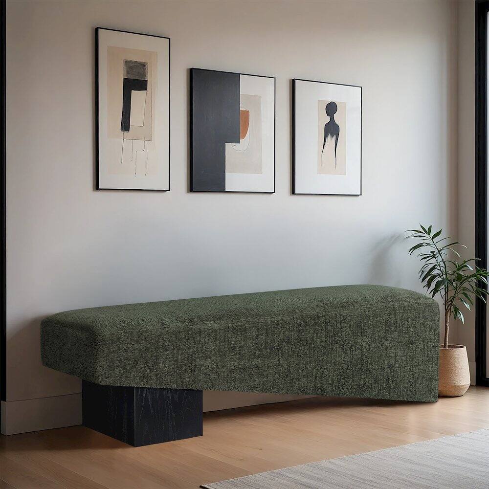 Alt View 1. Meridian Furniture - Alora Green Fabric Bench - Green.