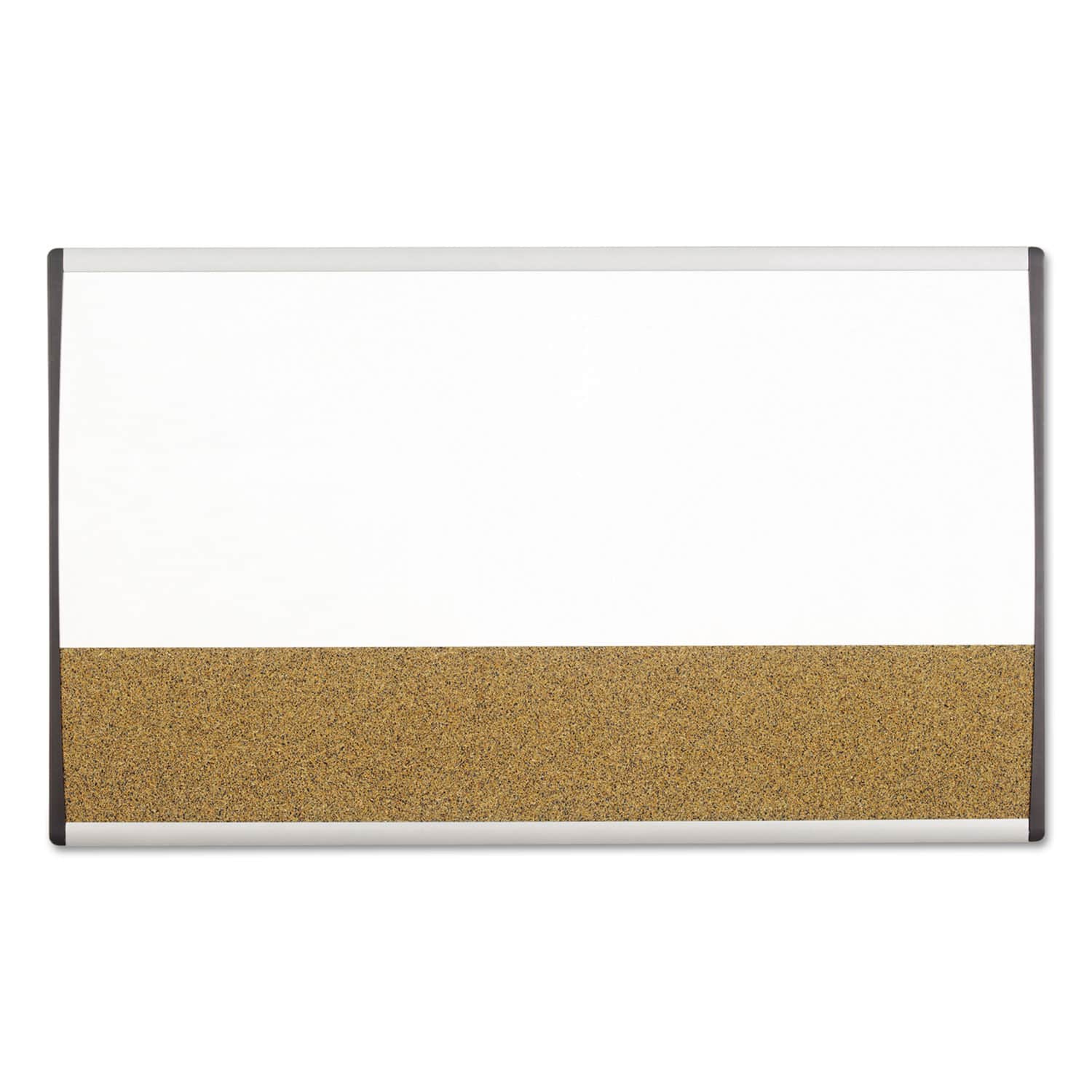 Quartet - ARC Frame Cubicle Board, Combo Dry Erase/Cork Bulletin, 30" x 18", Tan/White Surface, Satin Aluminum Frame