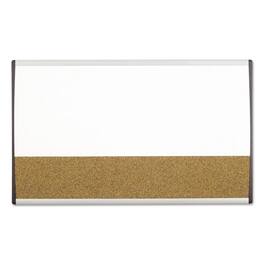 Quartet - ARC Frame Cubicle Board, Combo Dry Erase/Cork Bulletin, 30" x 18", Tan/White Surface, Satin Aluminum Frame