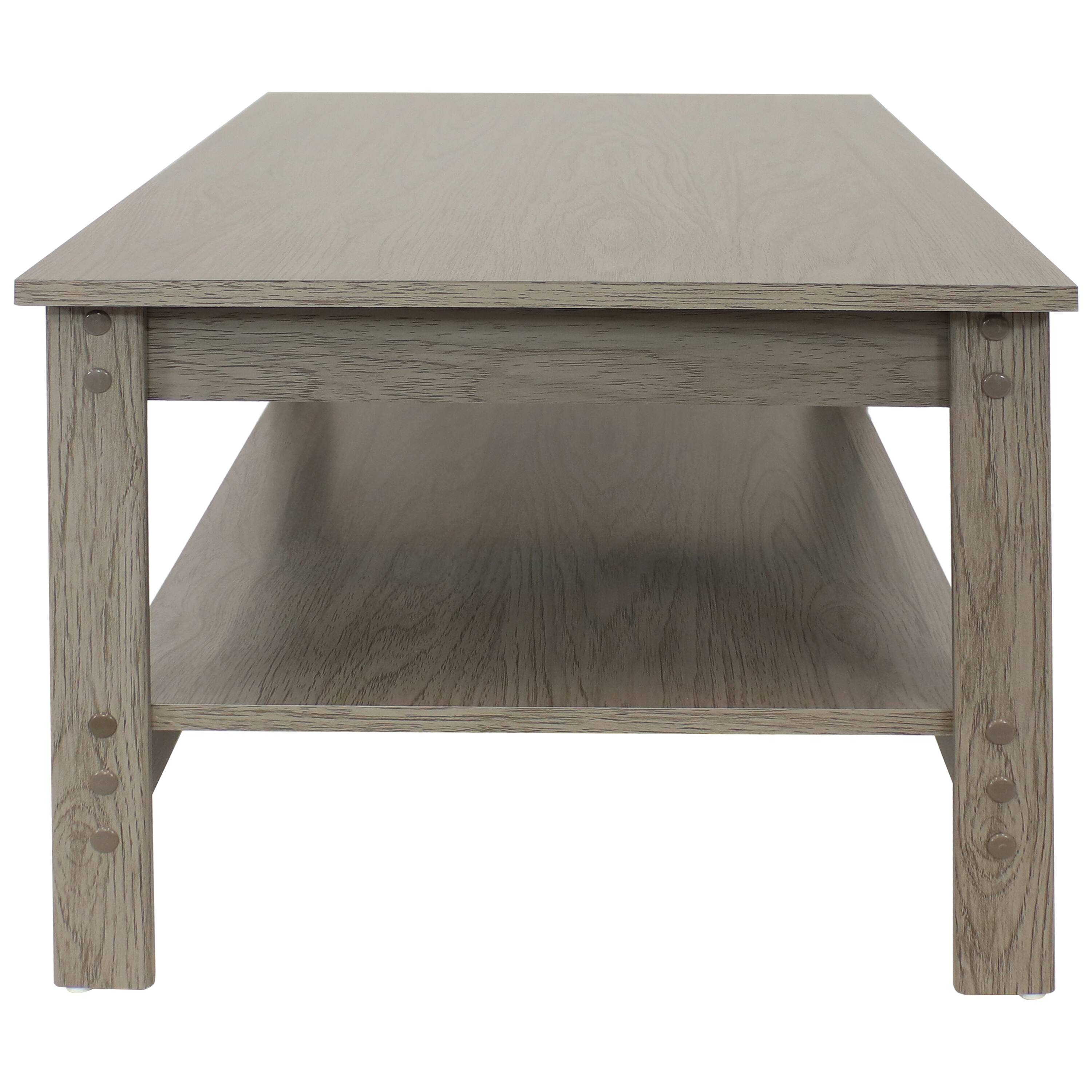 Alt View 8. Sunnydaze - Classic MDF Coffee Table with Lower Shelf - 16 in - Thunder Gray.