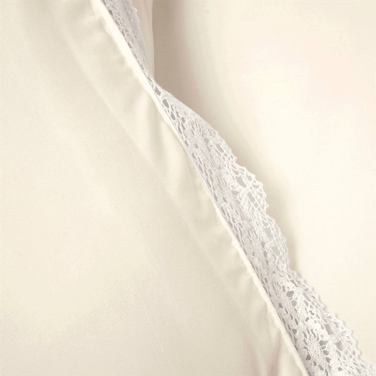 Left. Hivvago - Full/Queen French Country Ivory 5-Piece Lightweight Comforter Set w/ Lace Trim - Ivory.