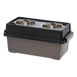 IRIS USA - Elevated Dog Food Bowl with Airtight Pet Food Storage Container - Black