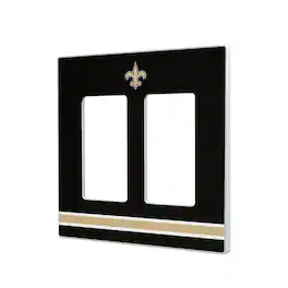 Keyscaper - New Orleans Saints Stripe Double Rocker Light Switch Plate - Multicolor
