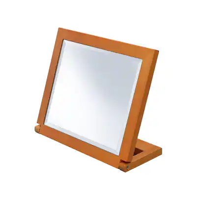 Front. BreeBe - 8' Tall Polyresin adjustable Make-Up Mirror, Walnut finish - Multicolor.