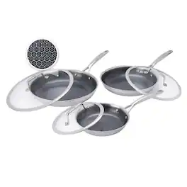 Henckels - Paradigm Ceramic 6-pc Dual Performance Fry Pan Set - Stainless Steel