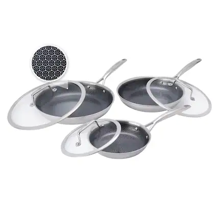 Front. Henckels - Henckels Paradigm Ceramic 6-pc Stainless Steel Dual Performance Fry Pan Set - Stainless Steel.