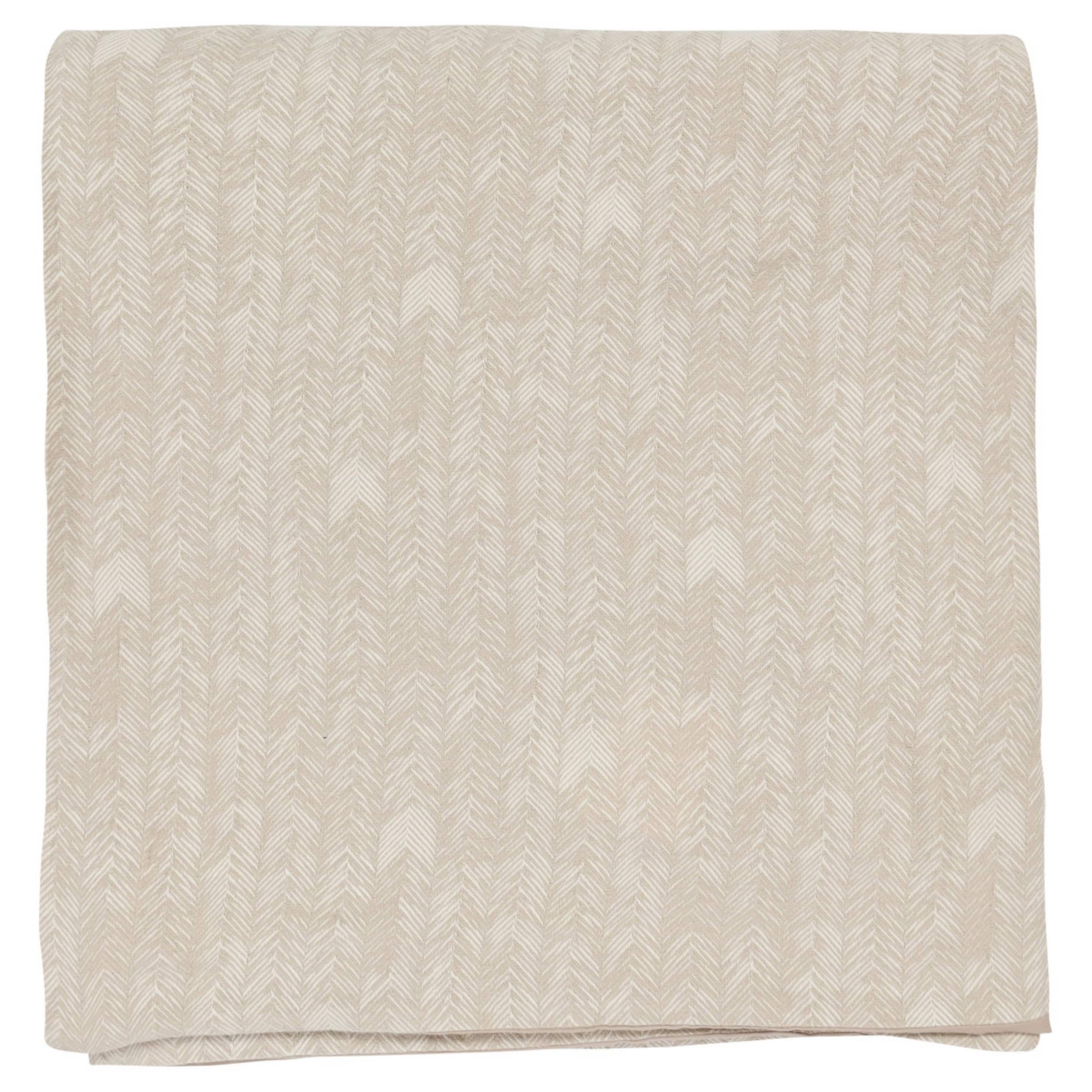 Manhattan Lane - Zima King Size Cotton Duvet Cover, Woven French Herringbone Pattern - Beige