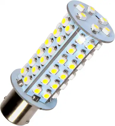 Front. HQRP - HQRP BA15s LED Bulb 66x3528 SMD Cool White 6300-7000K 10-30V DC 5W 320-370lm Replaces 1141/1156 RV.