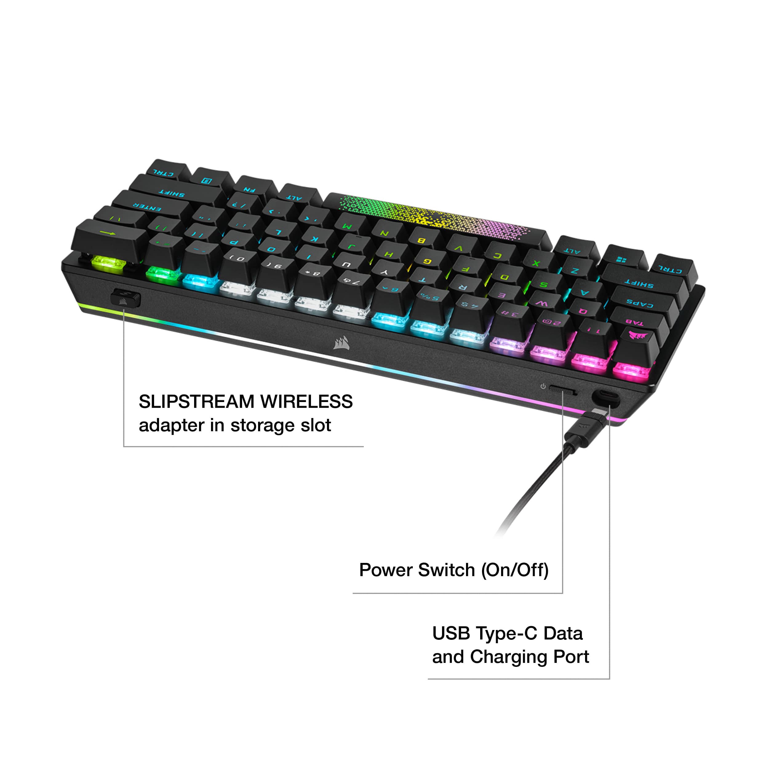 Alt View 13. CORSAIR - K70 Pro Mini Wireless 60% RGB Mechanical Cherry MX SPEED Linear Switch Gaming Keyboard with swappable MX switches - Black.