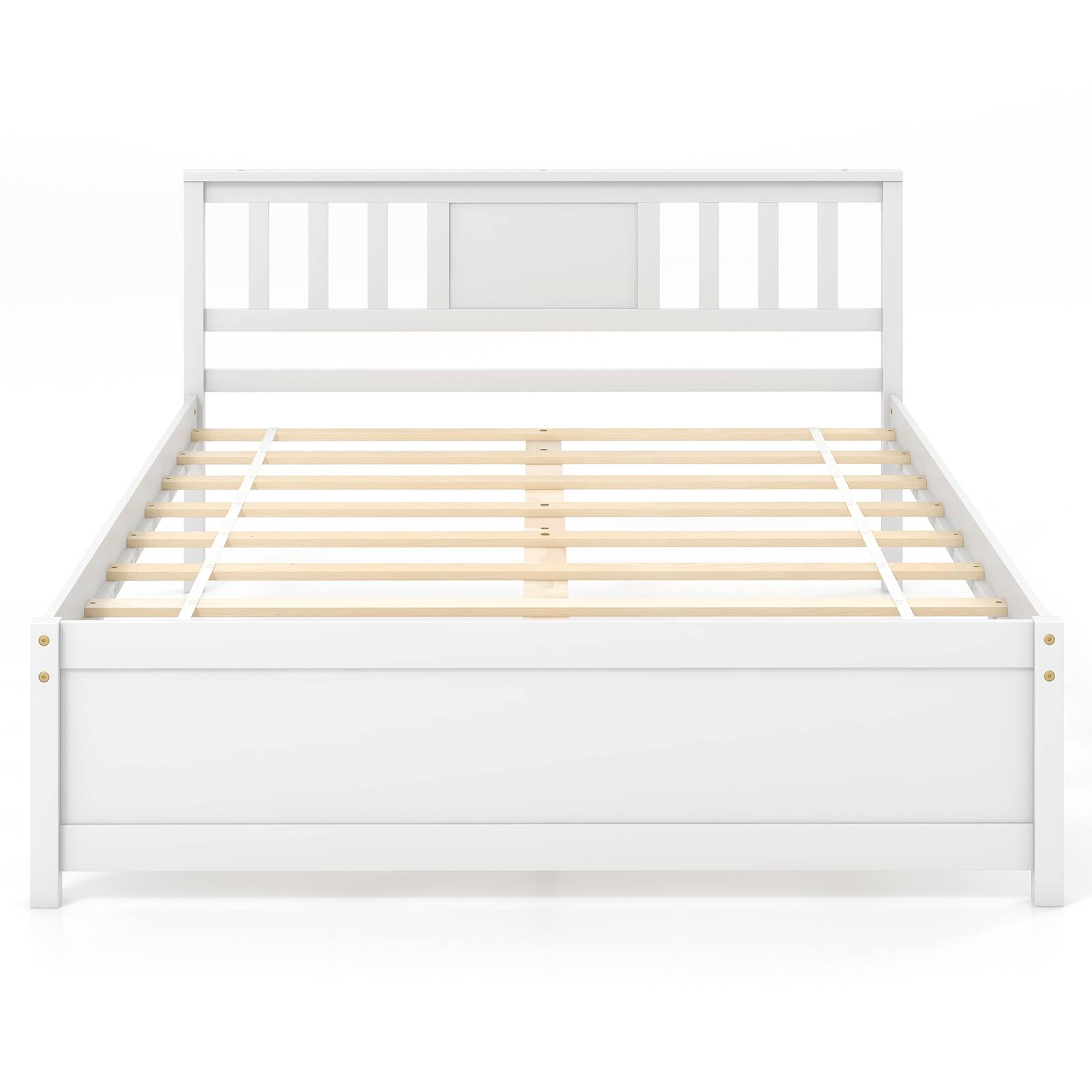 Alt View 9. Gymax - Gymax Full Size Bed Frame w/ Headboard Wood Slat Support No Box Spring Needed - White.