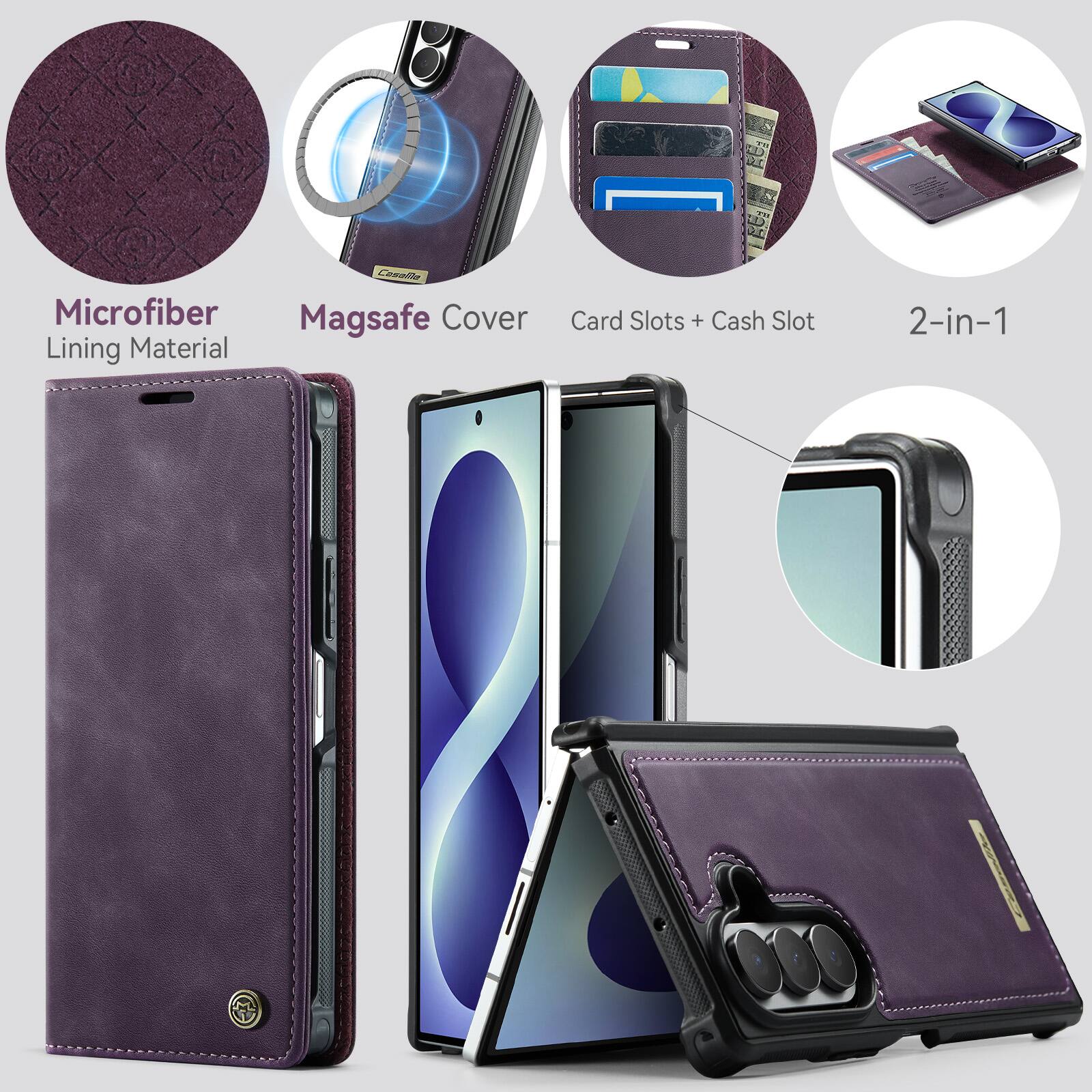 Cosalia Microfiber Magsafe Cover Lining Material  
Card Slots + Cash Slot  
2-in-1