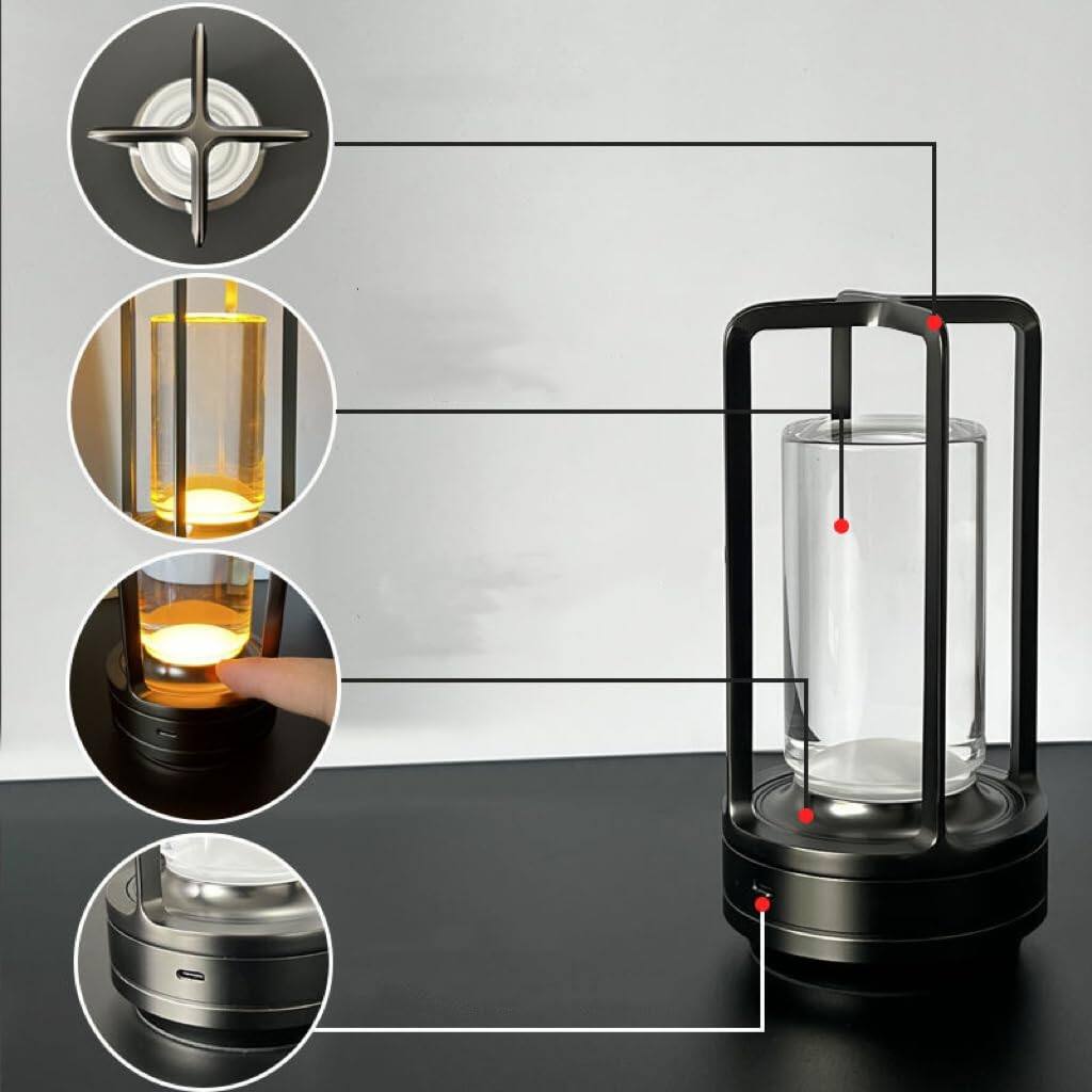 Alt View 1. Dazzling Pops - Portable Metal Table Lamp Indoor Outdoor Rechargeable Cordless LED Lamp Colour Infinitely Dimming Premium - Sliver Set of 2.