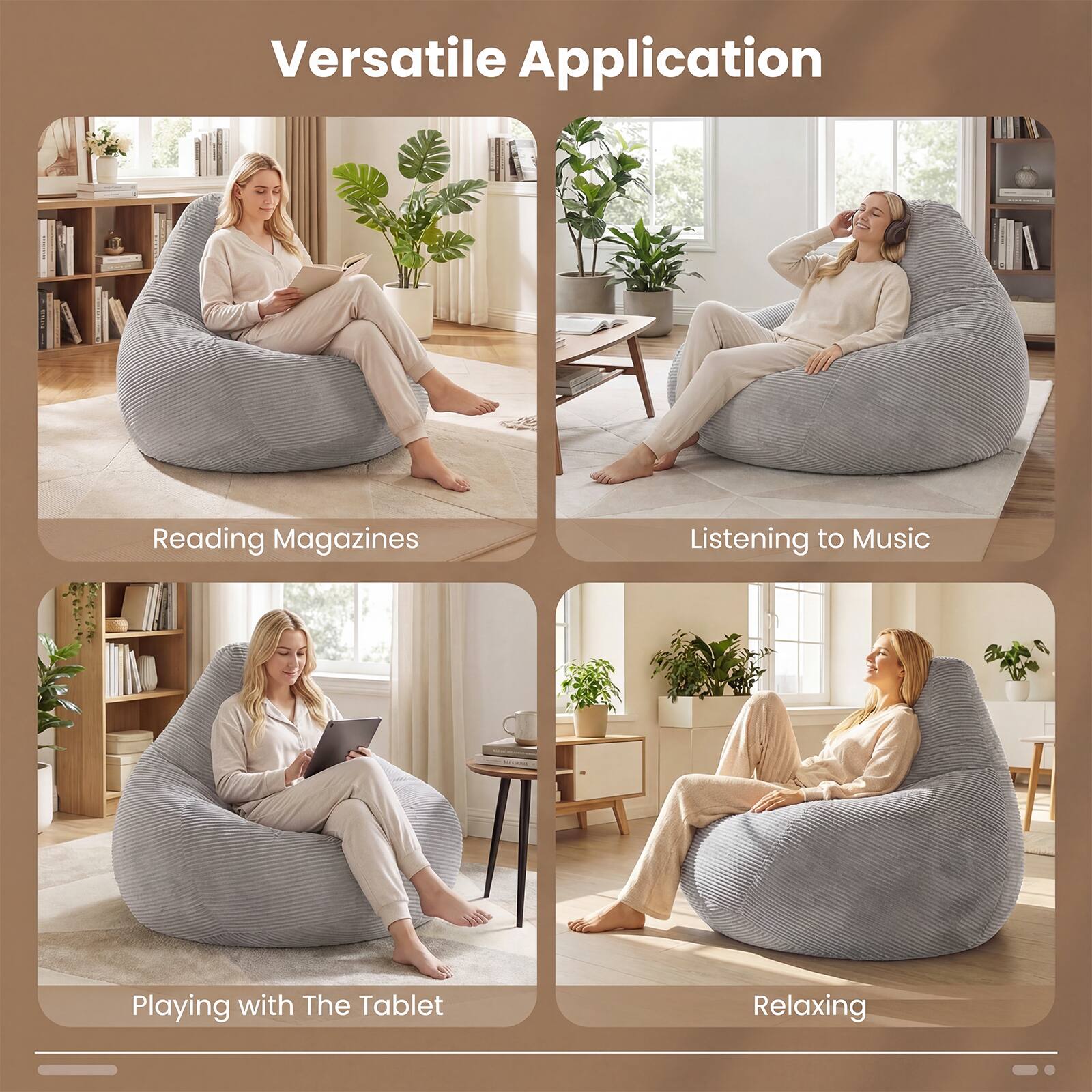 Versatile Application

- Reading Magazines
- Listening to Music
- Playing with The Tablet
- Relaxing