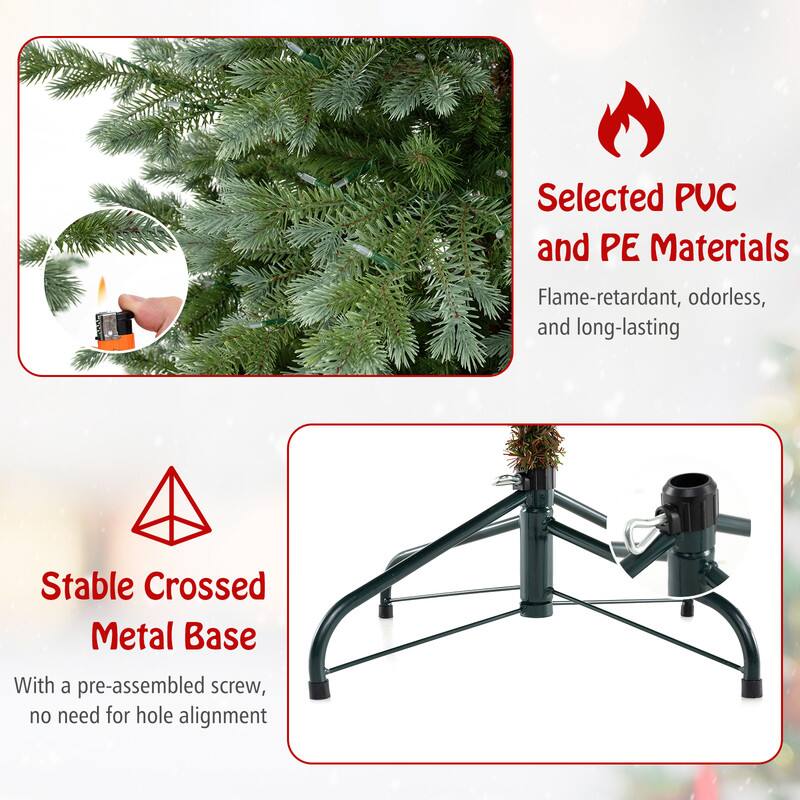 Selected PVC and PE Materials  
Flame-retardant, odorless, and long-lasting  

Stable Crossed Metal Base  
With a pre-assembled screw, no need for hole alignment