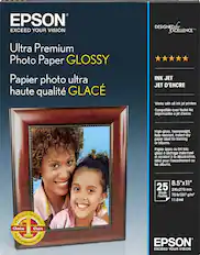 Front. Epson - Ultra Premium High-Gloss Photo Paper - White.
