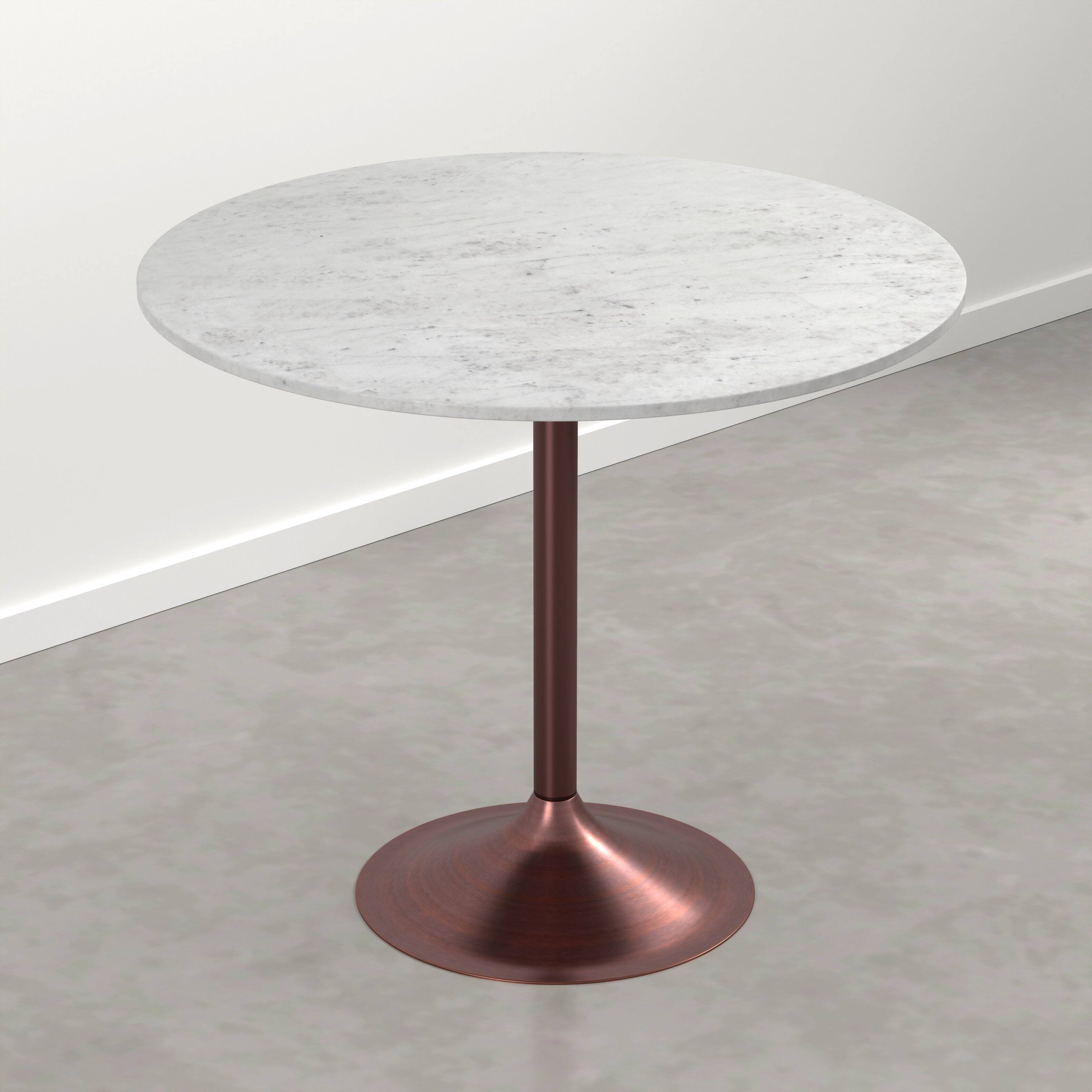 Alt View 1. Simpli Home - Osborne 36 inch Wide Genuine Marble Round Dining Table, White Marble and Burnished Copper - White Marble/Burnished Copper.
