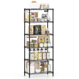 Costway - 6-Tier Metal Storage Shelving Unit 900 LBS Storage Organizer with V-Shaped Rack - Black