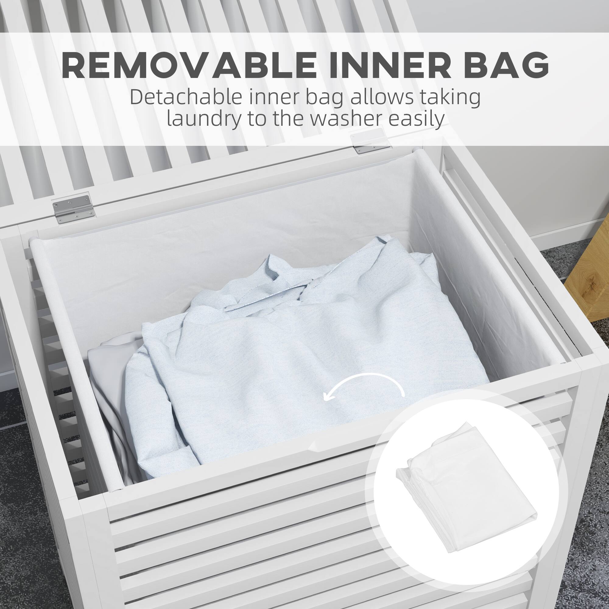 REMOVABLE INNER BAG
Detachable inner bag allows taking laundry to the washer easily