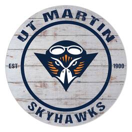 Jardine - Tennessee-Martin Skyhawks 20" x 20" Indoor/Outdoor Weathered Circle Sign - White