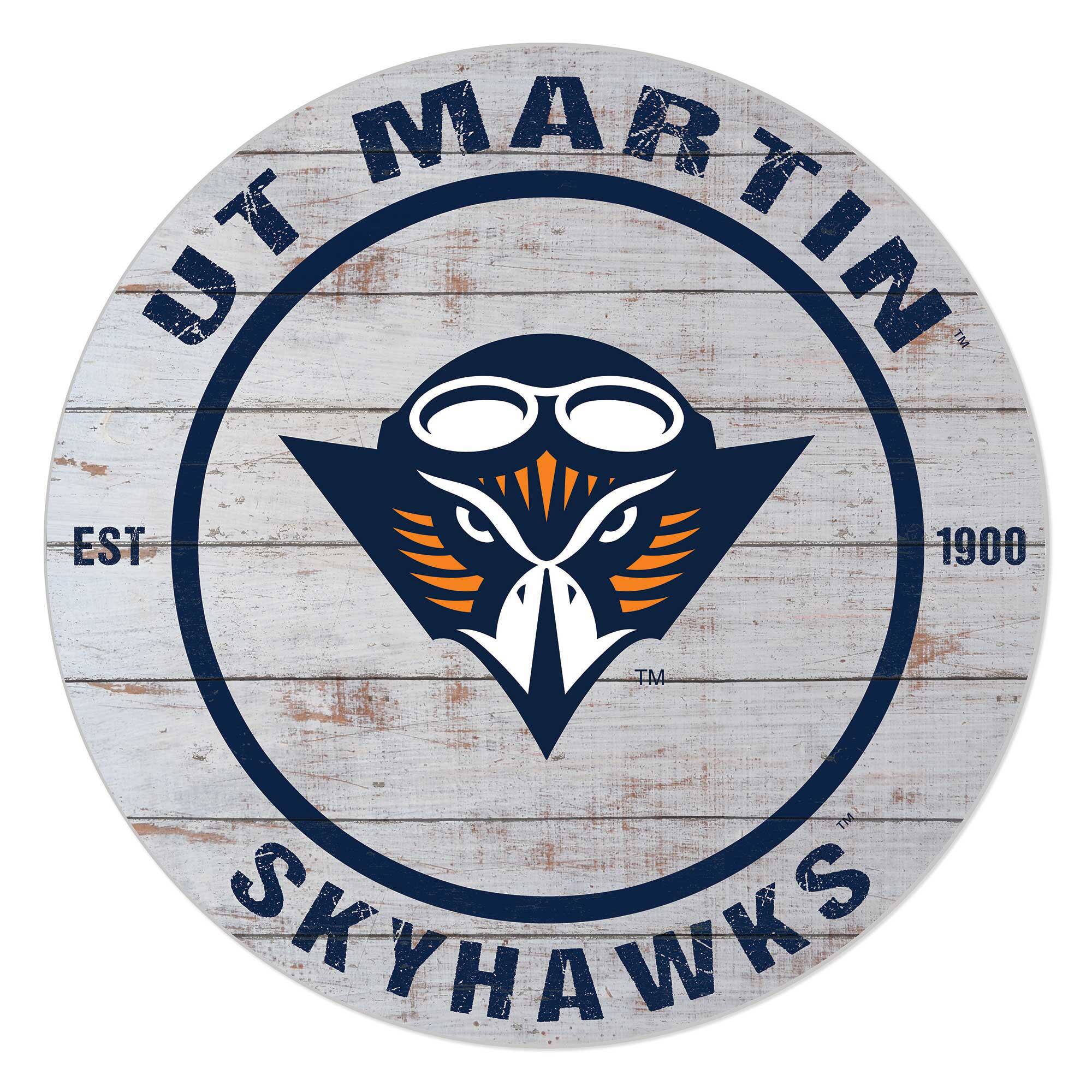 Tennessee-Martin Skyhawks 20" x 20" Indoor/Outdoor Weathered Circle Sign