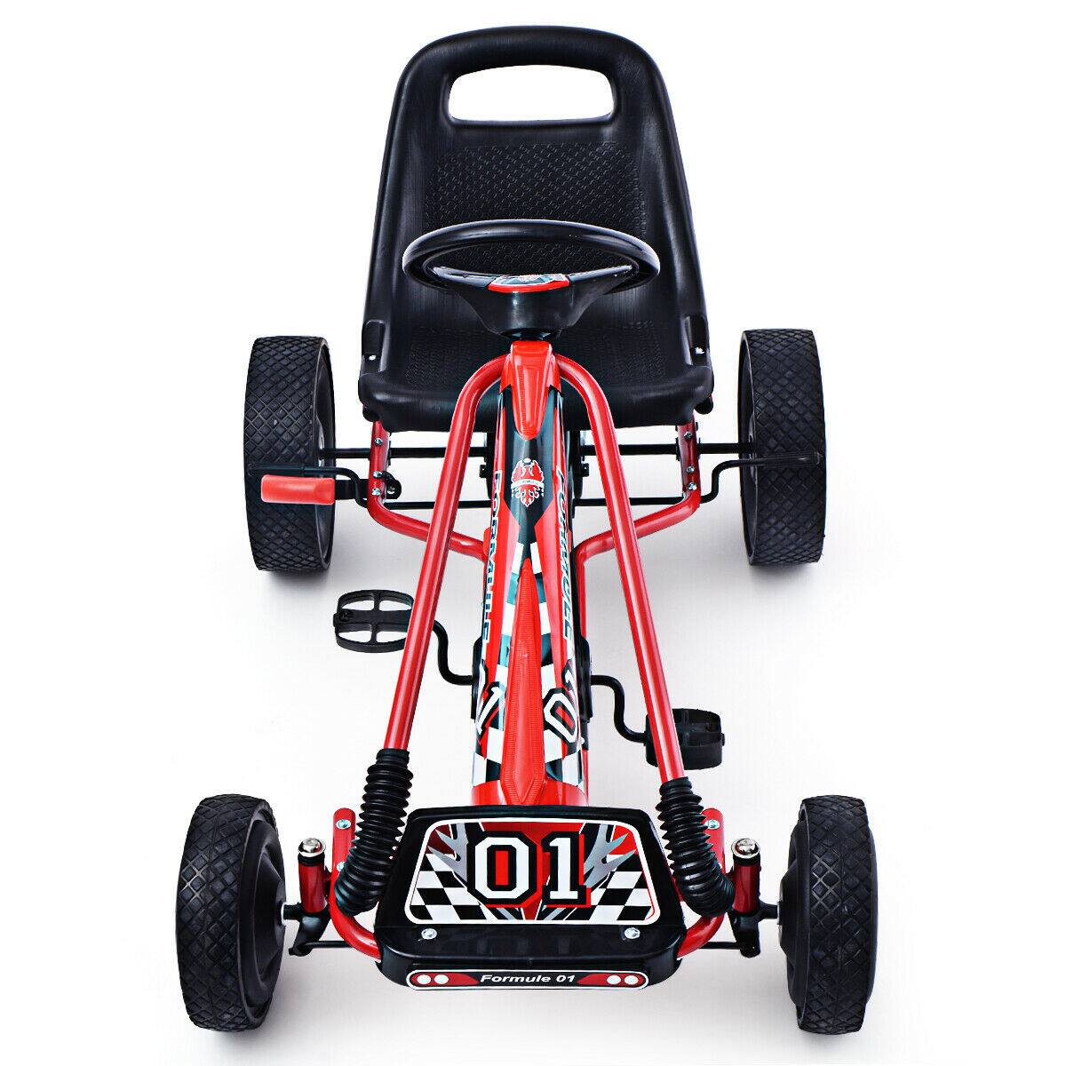 Alt View 6. Costway - Costway 4 Wheels Kids Ride On Pedal Powered Bike Go Kart Racer Car Outdoor Play Toy - Red.