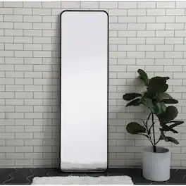 Elegant Decor - Soft corner metal rectangular mirror 18x60 inch - Black