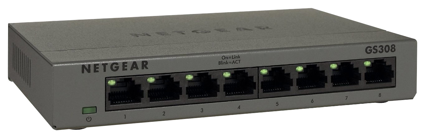 NetGear Gigabit Ethernet Unmanaged Switch, Ethernet Splitter (GS308) 8 Port