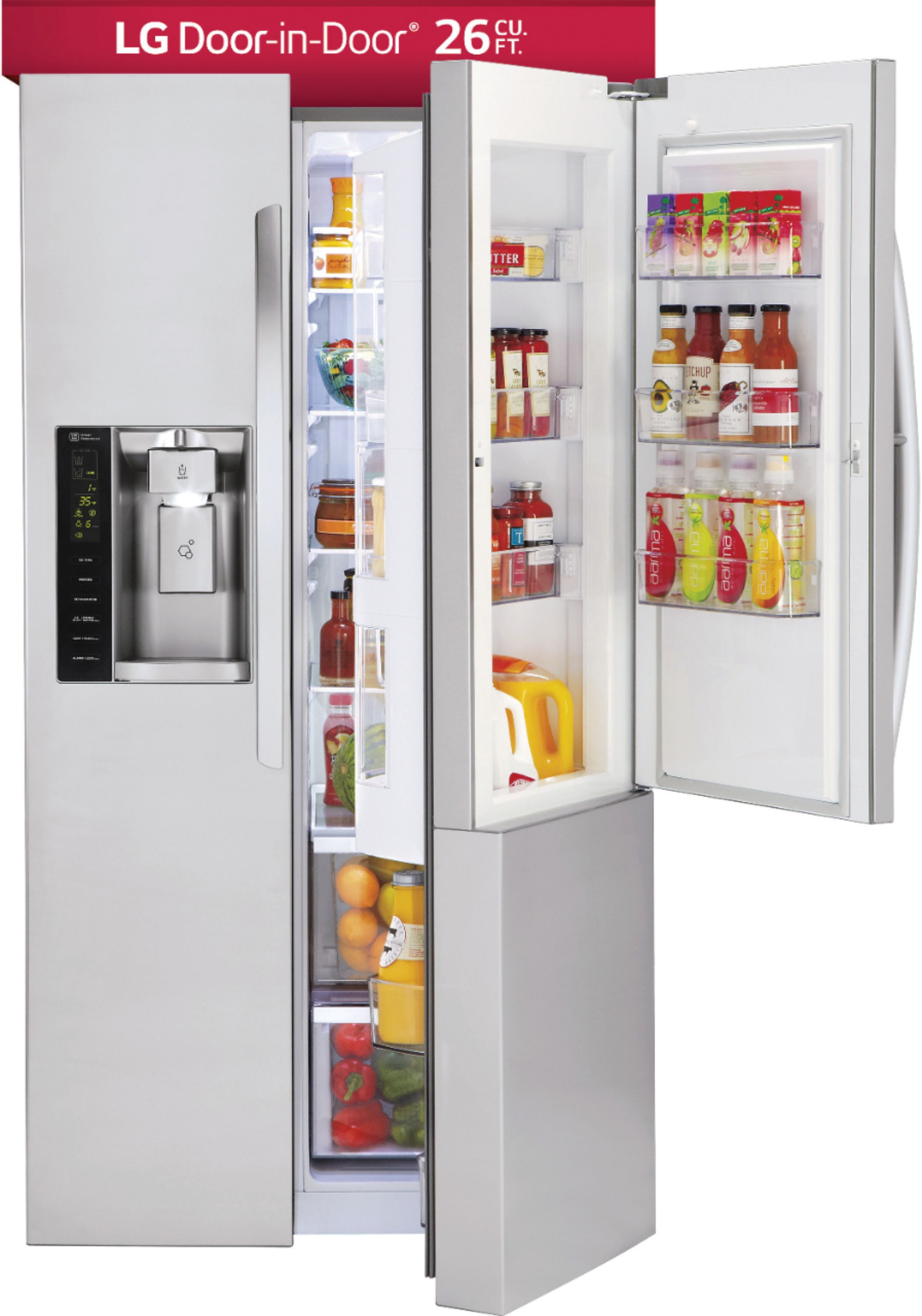 LG 36-inch, 26.1 cu. ft. Freestanding Side-by-Side Refrigerator with D