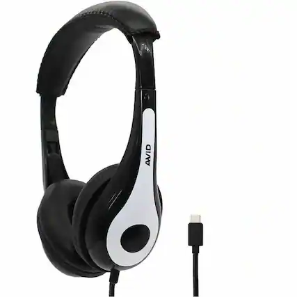 Front. Avid - AVID AE-35 Headphone - Stereo - USB Type A - Wired - 32 Ohm - 20 Hz to 20 kHz - On-ear, Over-the-head - Binaural - White,Black.