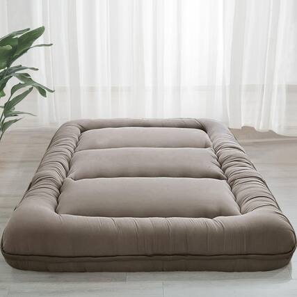 Front. Alchemy Casas - Extra Thick Floor Mattress Futon Foldable Tatami Pad For Adults Roll Up Bed Guest Room Bedroom Rv Full - Dark Grey Queen.