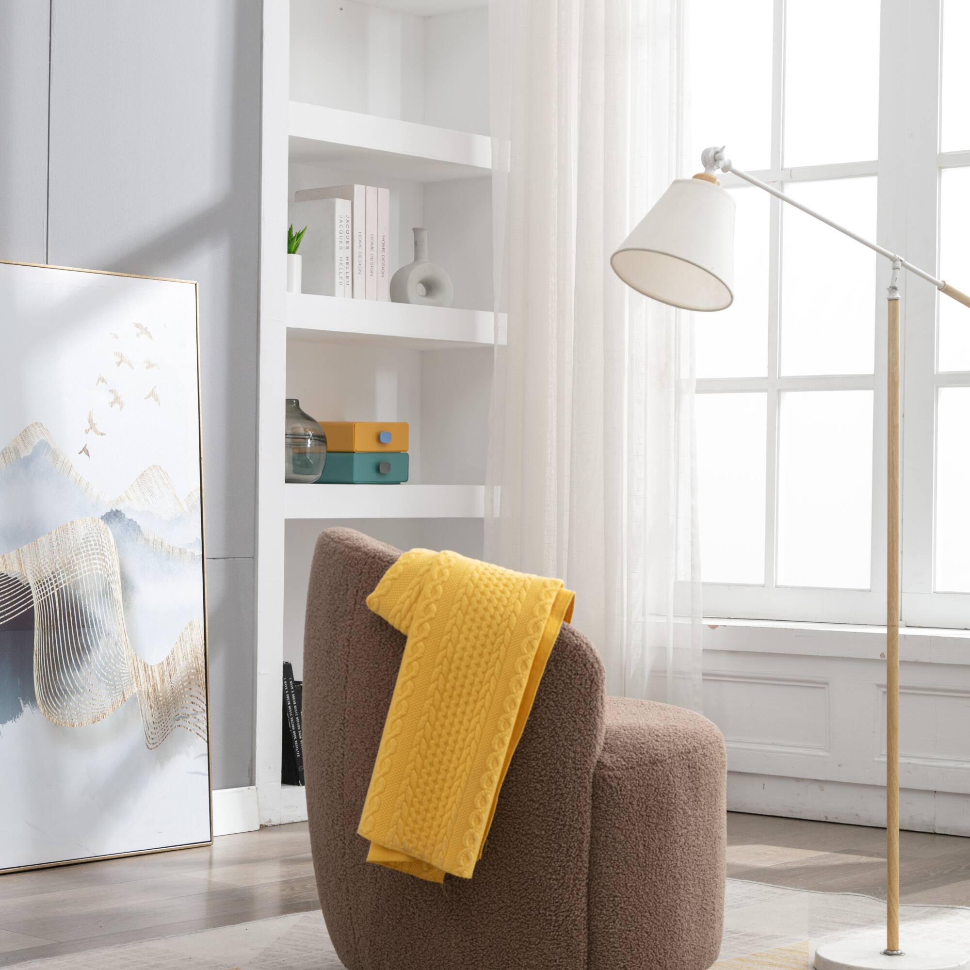 Alt View 7. GOODSILO - Plush Swivel Accent Armchair with Ergonomic Design and 360-Degree Rotation for Modern Interiors - Coffee.