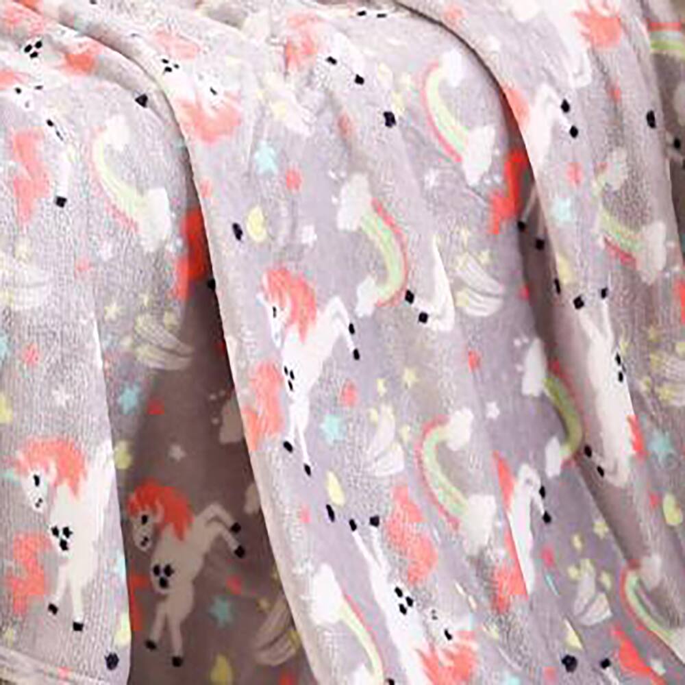 Alt View 2. Noble House - Plazatex Holiday Unicorn Design Micro Plush Throw Blanket - 50x60", Multicolor - Multi.