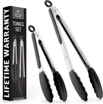 - x ZULAY KITCHEN TONGS SET WARRANTY LIFETIME