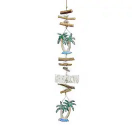Bamboo Source Tropical Decor - Beach Driftwood Hanging Strand with Palm Trees Home Coastal Decoration Wood 30 inch - Multicolor